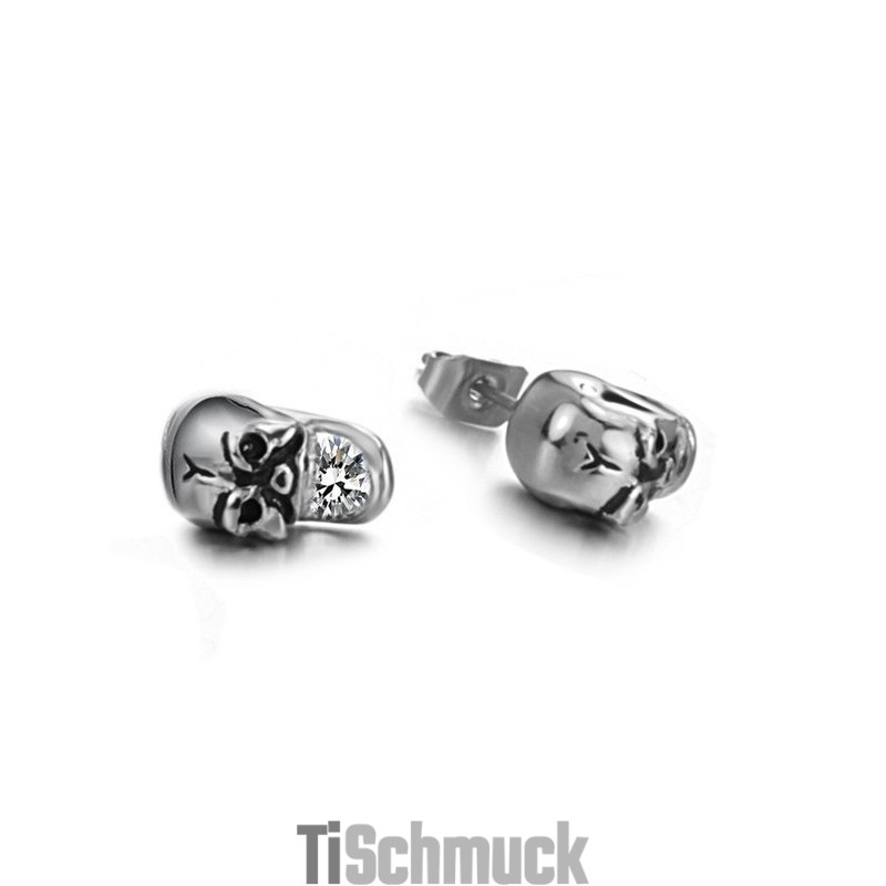 Zuverlässige Leistung Weibliche Totenkopf Titan Ohrringe Mit Diamant