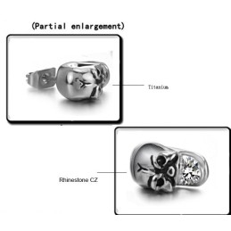 Zuverlässige Leistung Weibliche Totenkopf Titan Ohrringe Mit Diamant