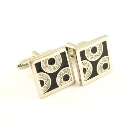 Quadratische Manschettenknöpfe Aus Titan Und Schwarzer Ip-Beschichtung Mit Diamanten