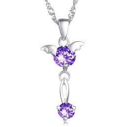 Stabile Qualität Weibliche Lila Platin Beschichtung Titan Halskette Mit Diamant