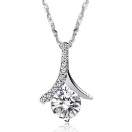 Hochwertige Damen-Halskette Aus Platiniertem Titan Mit Diamant
