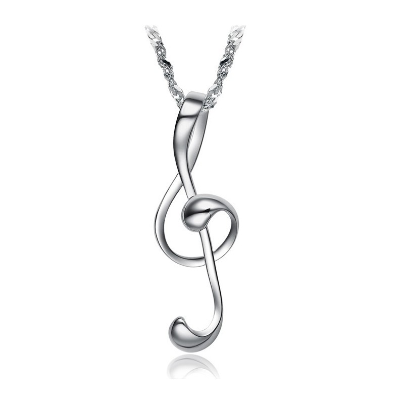 Zuverlässiger Ruf Weibliche Musiknotation Platinierte Titan-Halskette