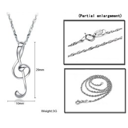 Zuverlässiger Ruf Weibliche Musiknotation Platinierte Titan-Halskette