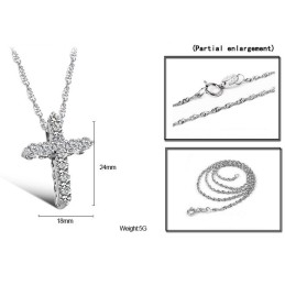 Zuverlässiger Ruf Weibliches Kreuz Platinierte Titanhalskette Mit Strass