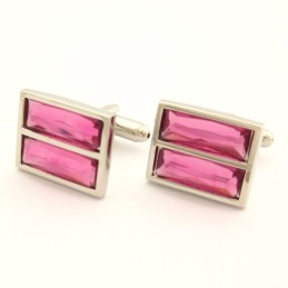 Modische, Längliche Manschettenknöpfe Aus Titan Mit Strahlendem Peachblow-Kristall