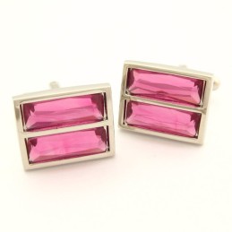 Modische, Längliche Manschettenknöpfe Aus Titan Mit Strahlendem Peachblow-Kristall