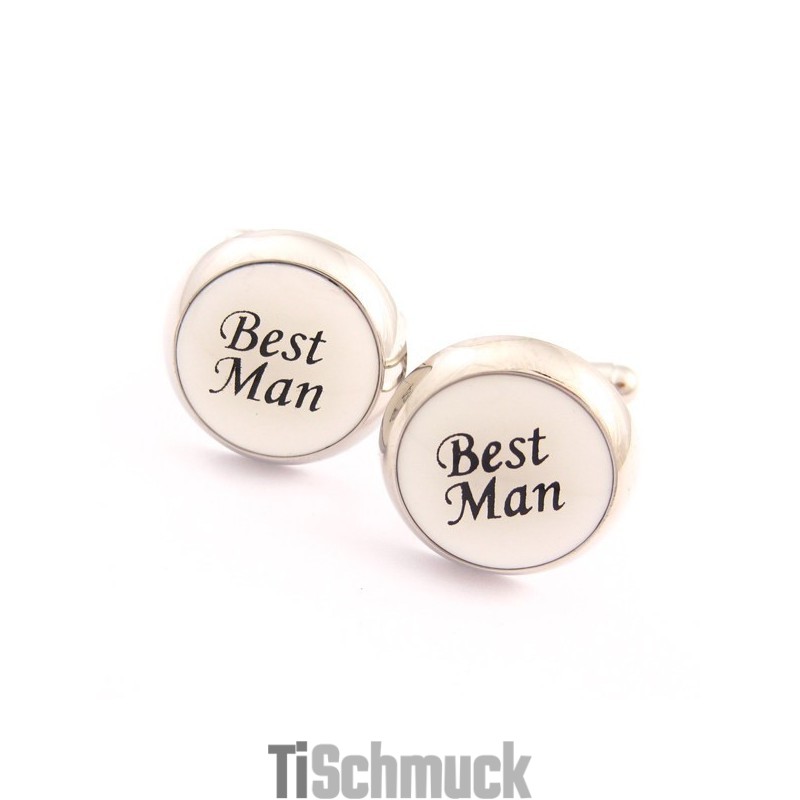 Trauzeugen-Manschettenknöpfe Aus Titan Und Schwarzer Ip-Beschichtung