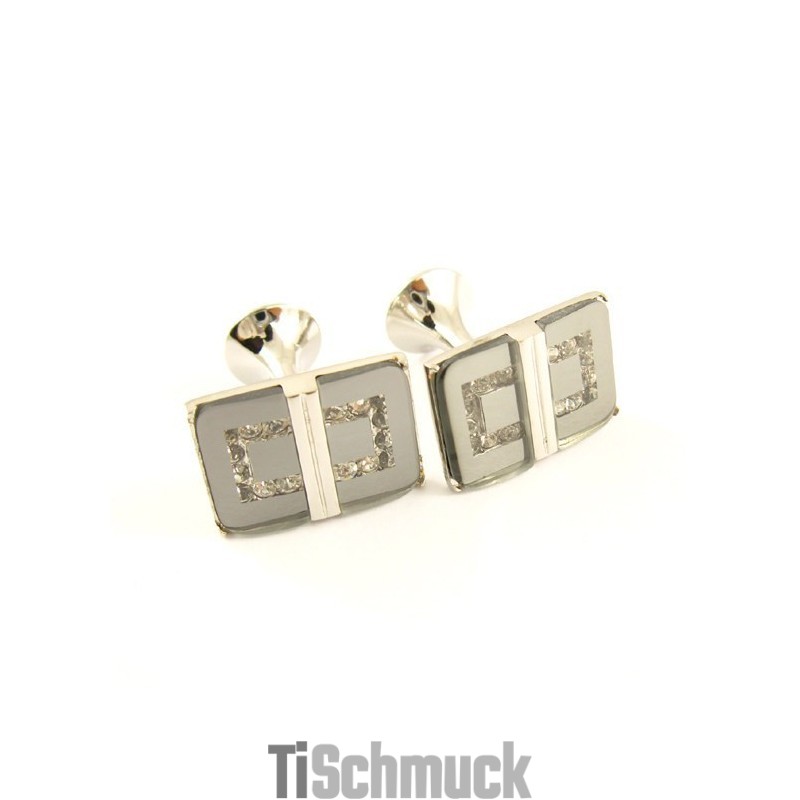 Längliche Manschettenknöpfe Aus Titan Mit Diamanten Längliche Manschettenknöpfe Aus Titan Mit Diamanten