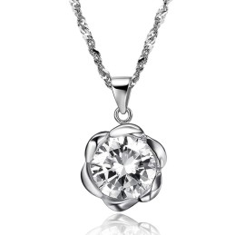 Stabile Qualität Weibliche Rose Form Platin Beschichtung Titan Halskette