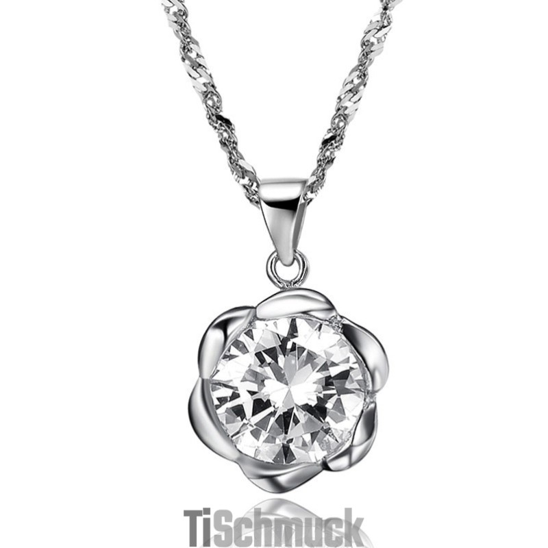 Stabile Qualität Weibliche Rose Form Platin Beschichtung Titan Halskette