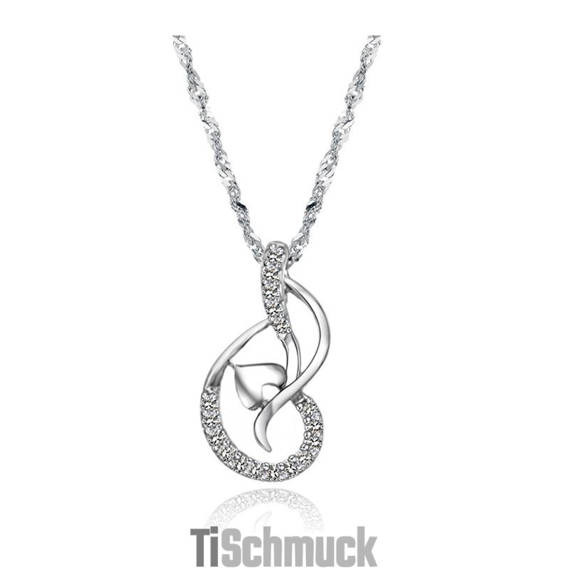 Hochwertige Weibliche Platin-Plattierungs-Titan-Halskette Mit Strass Hochwertige Weibliche Platin-Plattierungs-Titan-Halskette Mit Strass