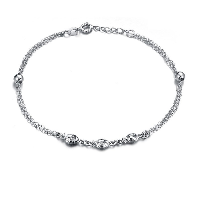 Hochwertiges Fußkettchen Aus Platiniertem Titan In Fischform Für Frauen