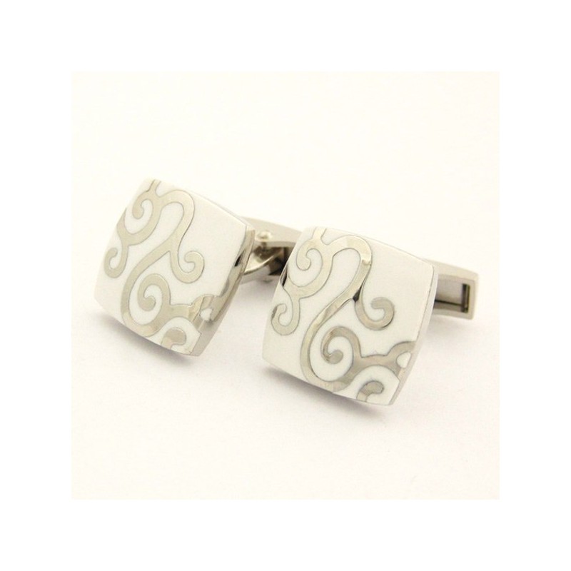 Klassische Manschettenknöpfe Aus Titan Und Weiß Plattiert