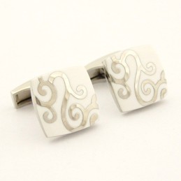 Klassische Manschettenknöpfe Aus Titan Und Weiß Plattiert