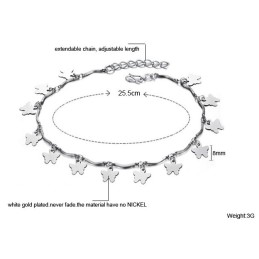 Zuverlässiger Ruf Weibliche Schmetterlingsform Platiniertes Titan Fußkettchen