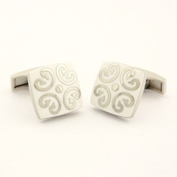 Klassische Manschettenknöpfe Aus Titan Und Weiß Plattiert