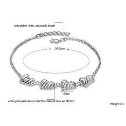 Hochwertiges Weibliches Hohles Sweetheart-Fußkettchen Aus Platiniertem Titan