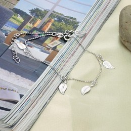 Hochwertiges Fußkettchen Aus Platiniertem Titan In Blattform Für Damen