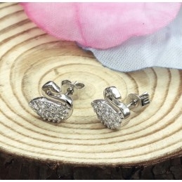 Langlebig Im Einsatz Weibliche Schwanenform Platinierte Titanohrringe Mit Diamant