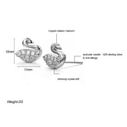 Langlebig Im Einsatz Weibliche Schwanenform Platinierte Titanohrringe Mit Diamant