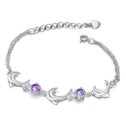 Hochwertiges Weibliches Titanarmband In Delfinform Mit Platinbeschichtung