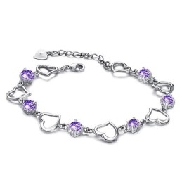 Zuverlässige Qualität Weibliche Elegante Platin Beschichtung Titan Armband Mit Lila Diamant