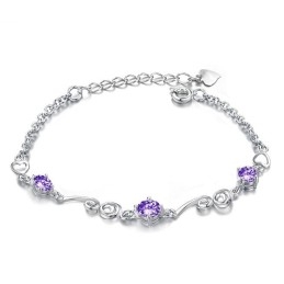 Hochwertiges Weibliches Lila Platiniertes Titanarmband Mit Diamant