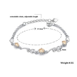 Hochwertiges Weibliches Lila Platiniertes Titanarmband Mit Diamant