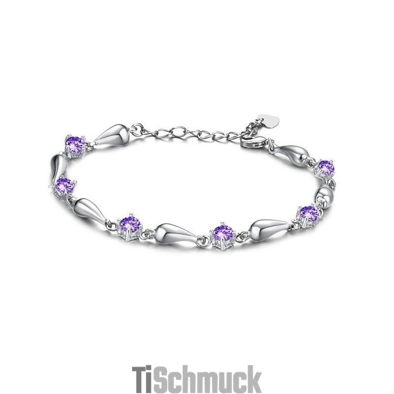 Langlebig Im Einsatz Weibliches Lila Platin-Titan-Armband Mit Diamant