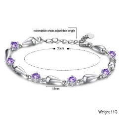 Langlebig Im Einsatz Weibliches Lila Platin-Titan-Armband Mit Diamant