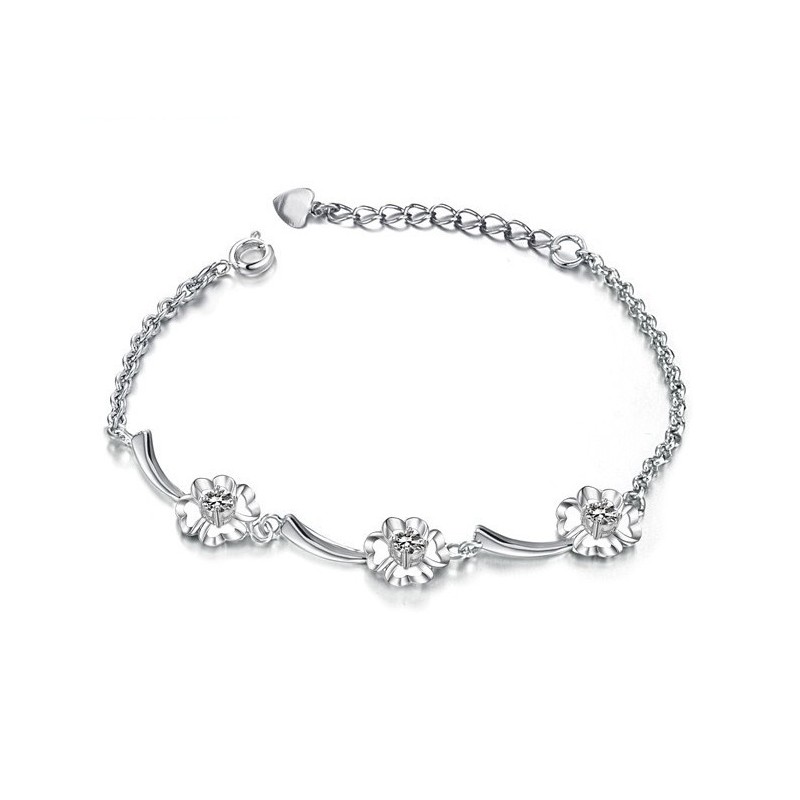 Zuverlässige Leistung Weibliche Kleeblatt Form Platin Überzogen Titan Armband Mit Diamant