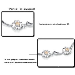 Zuverlässige Leistung Weibliche Kleeblatt Form Platin Überzogen Titan Armband Mit Diamant