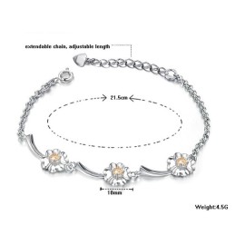 Zuverlässige Leistung Weibliche Kleeblatt Form Platin Überzogen Titan Armband Mit Diamant