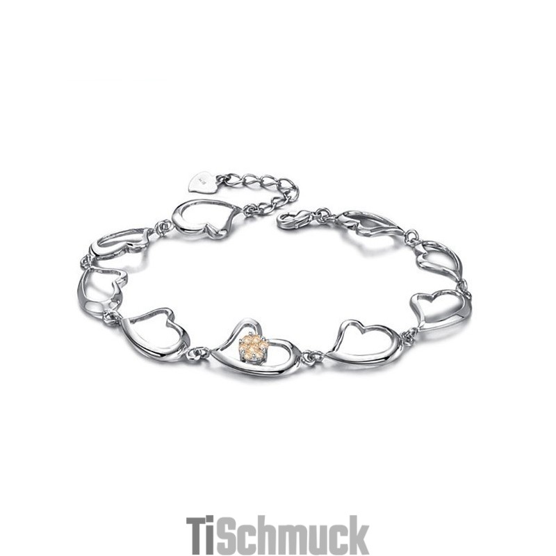 Weltweit Bekanntes Platiniertes Titanarmband Für Damen Mit Strass