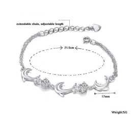 Hochwertiges Weibliches Titanarmband In Delfinform Mit Platinbeschichtung Und Diamant