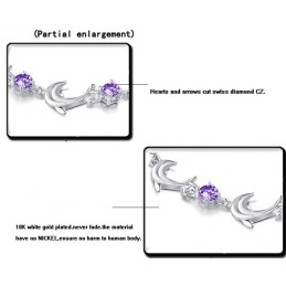 Hochwertiges Weibliches Titanarmband In Delfinform Mit Platinbeschichtung Und Diamant