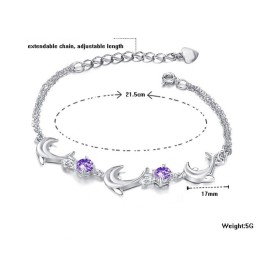 Hochwertiges Weibliches Titanarmband In Delfinform Mit Platinbeschichtung Und Diamant