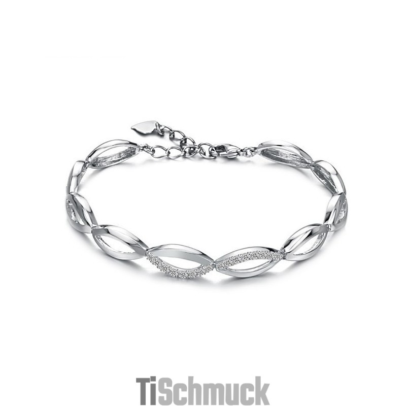 Die Königin Der Qualität Damen Platiniertes Titanarmband Mit Diamant