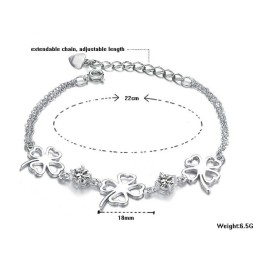 Hochwertiges Weibliches Kleeblatt-Armband Aus Platiniertem Titan Mit Diamant