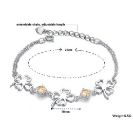 Hochwertiges Weibliches Kleeblatt-Armband Aus Platiniertem Titan Mit Diamant