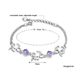 Hochwertiges Weibliches Kleeblatt-Armband Aus Platiniertem Titan Mit Diamant