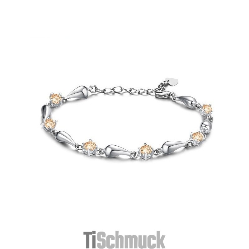 Ausgezeichnete Qualität Weibliche Wassertropfen Platin Beschichtung Titan Armband Mit Diamant