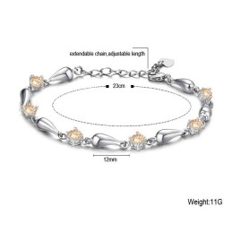 Ausgezeichnete Qualität Weibliche Wassertropfen Platin Beschichtung Titan Armband Mit Diamant