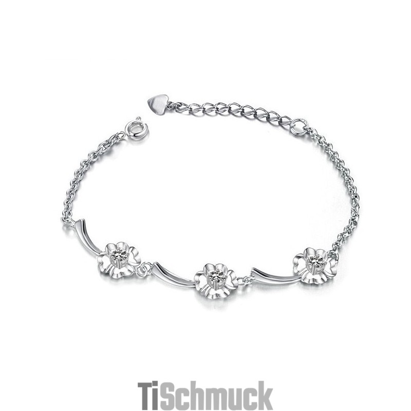 Langlebiges, Weibliches, Platiniertes Titanarmband In Kleeblattform