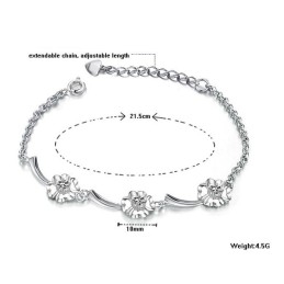 Langlebiges, Weibliches, Platiniertes Titanarmband In Kleeblattform
