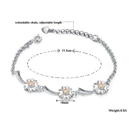 Langlebiges, Weibliches, Platiniertes Titanarmband In Kleeblattform