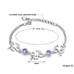 Hochwertiges Damenarmband Aus Platiniertem Titan In Kleeblattform