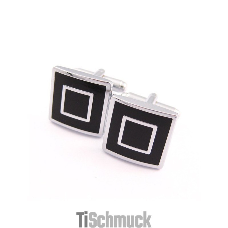 Quadratische Manschettenknöpfe Aus Titan Und Schwarzer Ip-Beschichtung