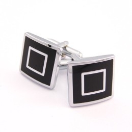 Quadratische Manschettenknöpfe Aus Titan Und Schwarzer Ip-Beschichtung