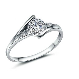 Langlebig Im Einsatz Weiblicher Platinierter Titanring Mit Strass